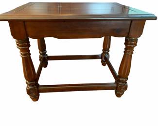 Dark Brown, Plank Style Top Wooden Side Table