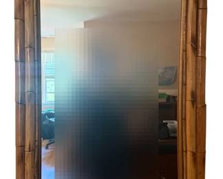 MidCentury Modern Natural Bamboo  Rattan Accent Mirror