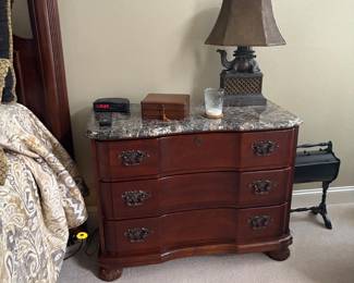 Bedside table with marble top