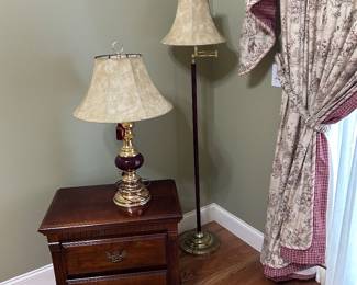 Side table, lamps