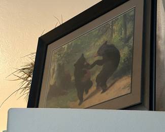 Framed dancing bear art