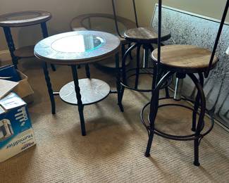 Side tables, bar stools