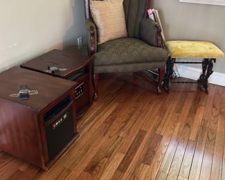 Heaters, accent chair, ottoman