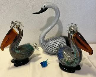 Blown Glass Bird Figurines