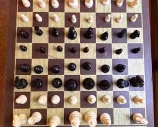 Chess Checkers Table and Pieces