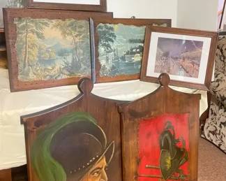 Vintage Wood Art Prints, Pair of Framed Art Prints