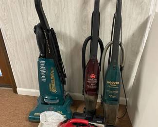 Two Hoover Bagless Vacuums, Dirt Devil, Eureka Powerline Plus Vacuum