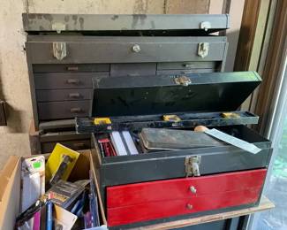 Three Heavy Duty Toolboxes w Assortment of Tools  Parts