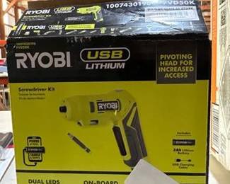 RYOBI USB Lithium Screwdriver Kit with 2.0 Ah USB Lithium Battery and Charging Cable