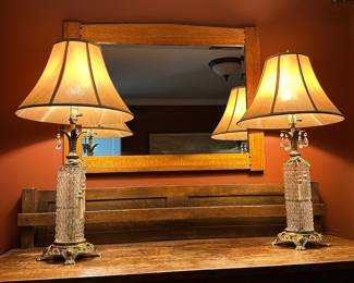 2 Vintage 1970s EF & EF Industries Crystal & Brass Table Lamp – Hollywood Regency #502