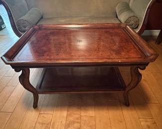 Vintage Maitland-Smith Burl Mahogany Tray-Top Coffee Table – French Provincial Cocktail Table