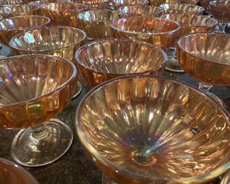 100 marigold carnival glass sherbet coupes