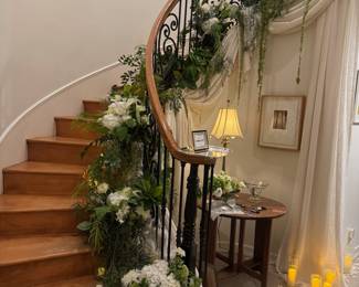 Drapes and glass vases