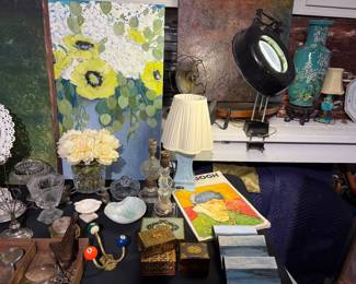 Paintings,Lamps, Brass, Art Glass, Crystal 