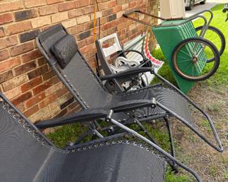 Lounge Chairs, Wheel Barrow, Tin Roofing, Hose caddy