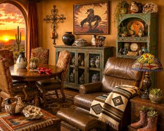 Desert Dwelling, Southwest decor, Southwestern style, Santa Fe style, Adobe style, rustic furnishings, western decor, desert home, estate auction, online auction, estate collectibles, home decor, decorative accessories, interior design, collected home, rustic elegance, desert treasures, southwest estate, warm textiles, artisan pottery, Native American jewelry, Native-inspired decor, Navajo jewelry, Hopi jewelry, Zuni jewelry, turquoise jewelry, sterling silver jewelry, silver jewelry, stone jewelry, shell jewelry, fetish jewelry, turquoise rings, turquoise bracelets, turquoise necklaces, silver brooches, estate jewelry, southwest jewelry, artisan jewelry, Acoma pottery, Hopi pottery, signed pottery, hand-painted pottery, art pottery, glazed pottery, lidded pottery, pottery vases, pottery bowls, pottery plates, ceramic pottery, southwest pottery