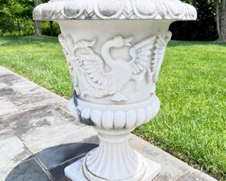 Pair of "Bird"  alabaster pedestal planters