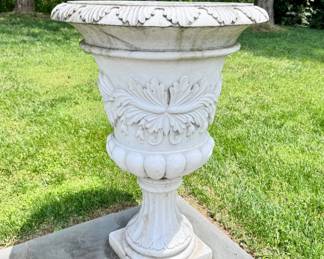 Pair of "Bell Flower" alabaster pedestal planters
