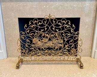 Gilt wrought iron fireplace screen
