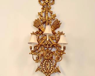Pair of large carved gilt wood sconces