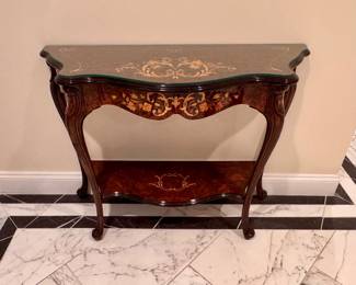 Foyer table showing floral inlay