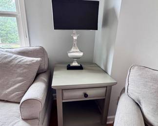 PAIR of matching side tables with pair of lamps