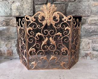 Royal Acanthus gilt metal fireplace screen