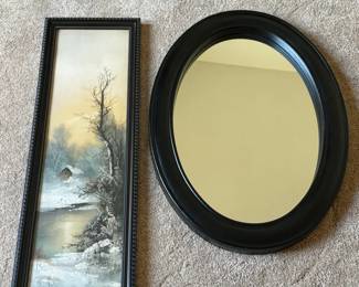 Oval Mirror  Framed Picture