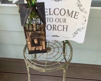 Metal Chair, Sign  Birdhouse