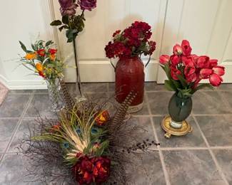 Faux Flower Decor with Vases