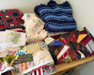 Quilt tops, hankies, and afghans