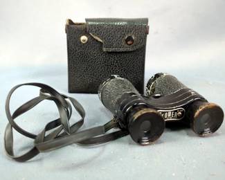 Tower 3x33 Binoculars in Leather Case, Made In USA 