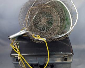 Plano Over And Under Tackle Box, 7.5" x 12" x 17", And Fishing Nets Qty 2 And Cage