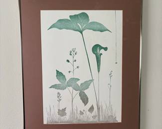 Botanical Print with Spider and Snail by Gwen Frostic