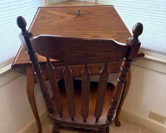 Vintage Oak Corner Writing Desk and Chair Set