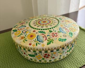 Vintage Floral Biscuit Tin - Made in Holland