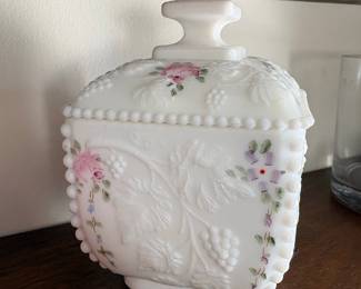 Westmoreland Milk Glass Beaded Grape Candy Dish