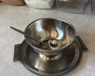 International Decorator Stainless Steel Gravy Boat Set with Ladle and Underplate
