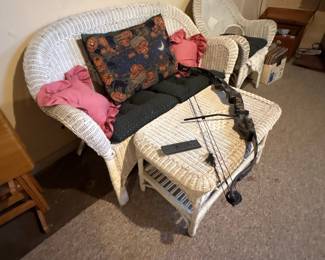 White Wicker Loveseat and Armchair Set