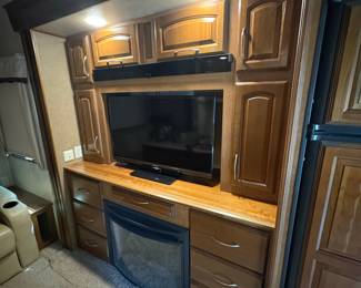 RV Entertainment Center with Fireplace and TV