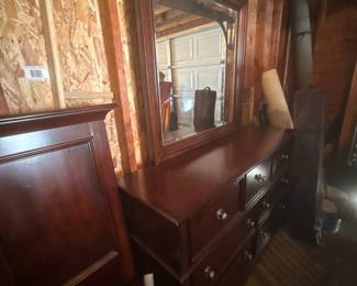 Cherry Wood Dresser and Mirror Set - Ethan Allen