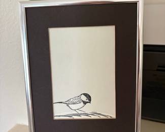 Framed Chickadee Illustration