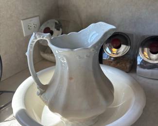 Antique Ironstone Wash Basin and Pitcher Set