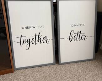 Set of Two Framed "When We Eat Together" and "Dinner Is Better" Wall Art