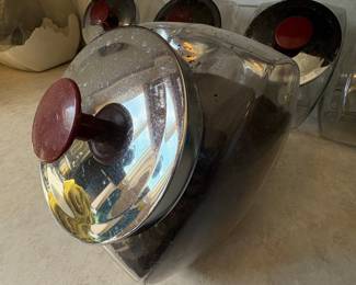 Vintage Glass General Store Candy Jar with Chrome Lid