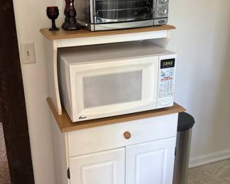 White Microwave Cart with Storage