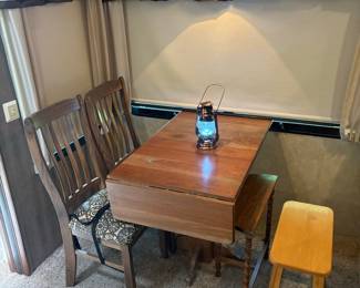 Drop Leaf Dining Table with Chairs and Stool
