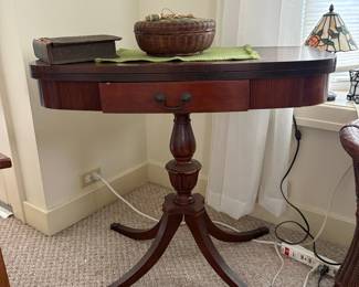 Antique Mahogany Drum Table with Drawer
