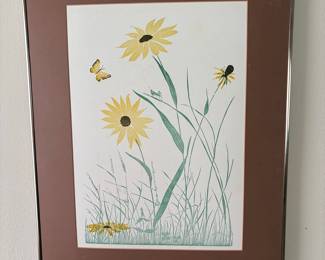 Framed Botanical Print of Black-Eyed Susans by Gwen Frostic