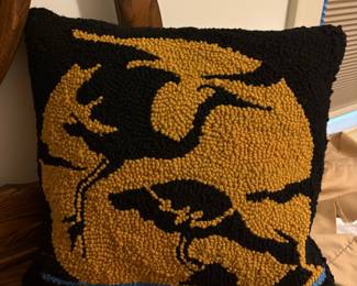 Punch Needle Pillow with Dragon Motif